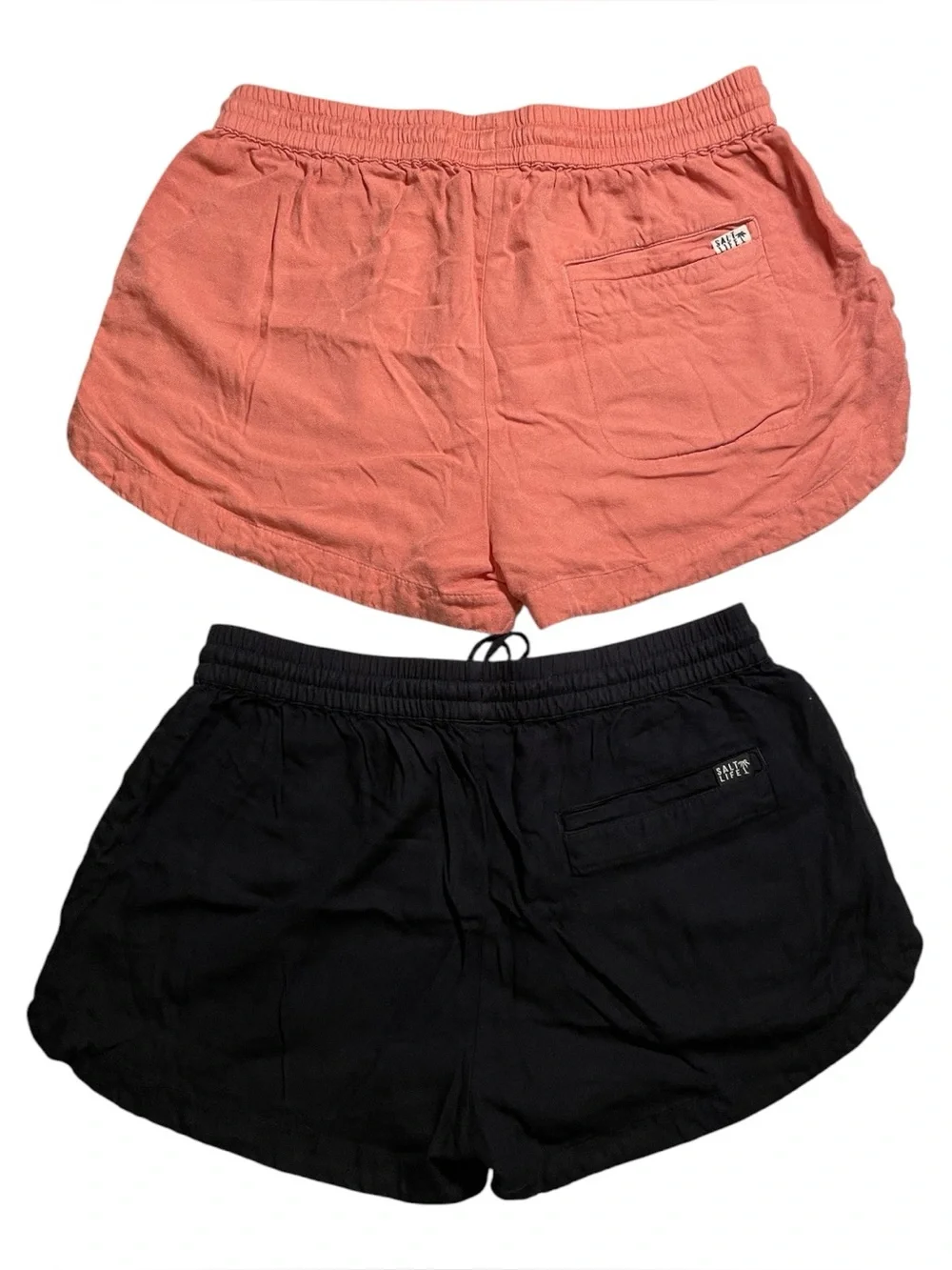 2 Pair of Salt Life Drawstring Shorts. Black/Peach. Size L. - Picture 2 of 15